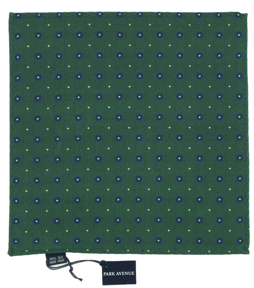 Green Floral Print Silk Pocket Square