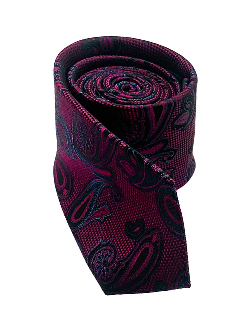 Dark Purple Paisley Print Silk Tie