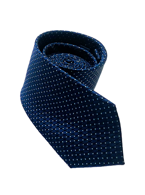 Navy Dot Print Silk Tie