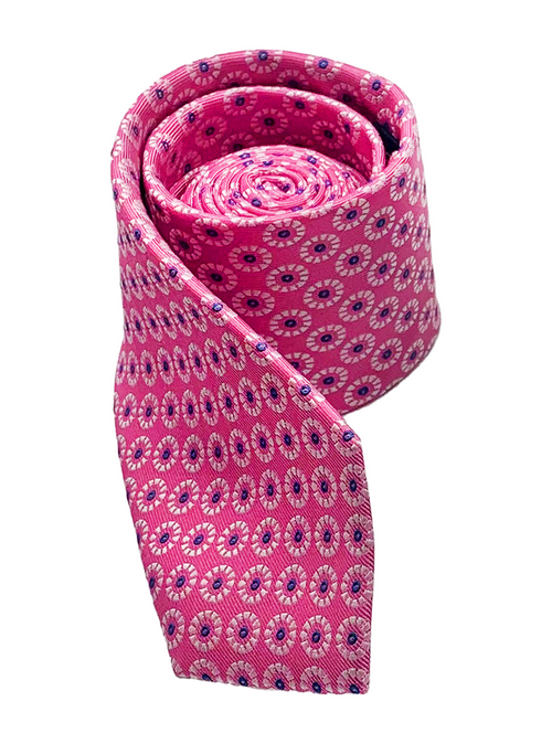 Pink Floral Print Silk Tie