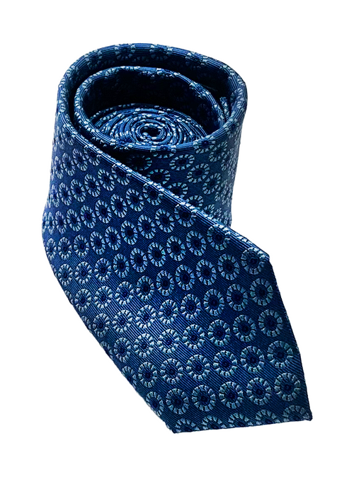 Blue Floral Print Silk Tie