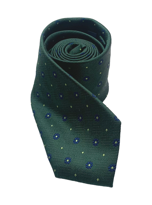 Green Floral Print Silk Tie