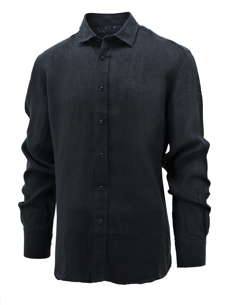 Sel Black Linen Long Sleeve Shirt