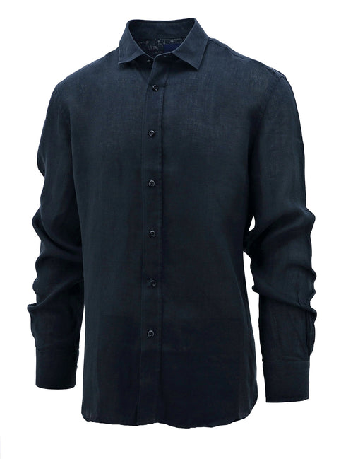 Sel French Navy Linen Long Sleeve Shirt