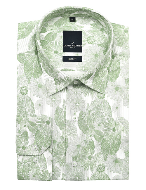 Sel Green Floral Leaf Printed Shirt