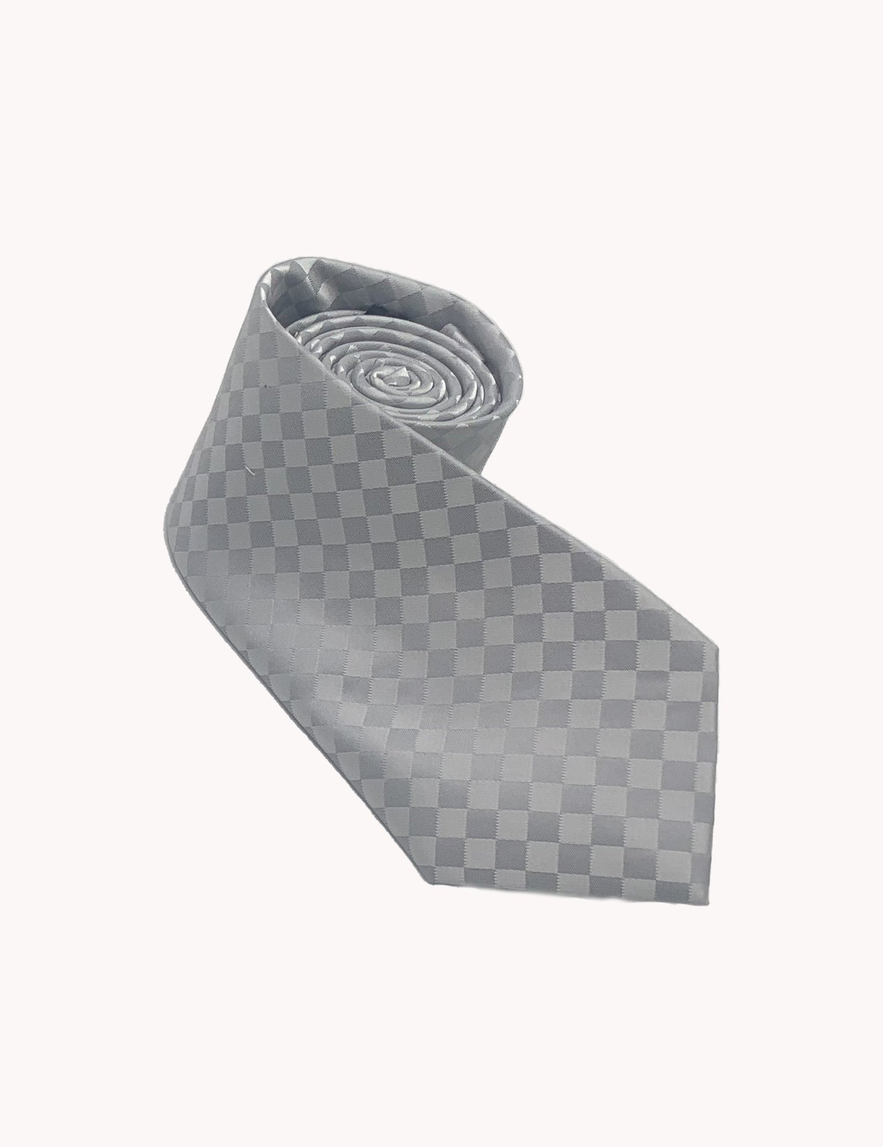 Silver Checkboard Silk Tie – Daniel Hechter Paris